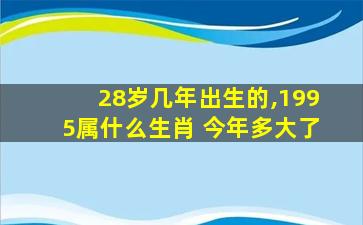 28岁几年出生的,1995属什么生肖 今年多大了